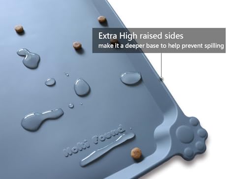 Hoki Found L Silicone Pet Food Mats - Non Slip Pet Dog Cat Bowl Mats - Gray - color: Gray, size: 22" x 14"