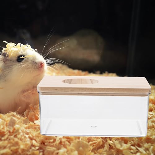 POPETPOP Hamster Sand Bath Box Acrylic Bath Container for Hamsters Transparent Small Animal Shower Bathtub with Lid for Chinchilla Mouse and Gerbil Cage Habitat D Cor 6.06 X 4.13 X 2.75 in