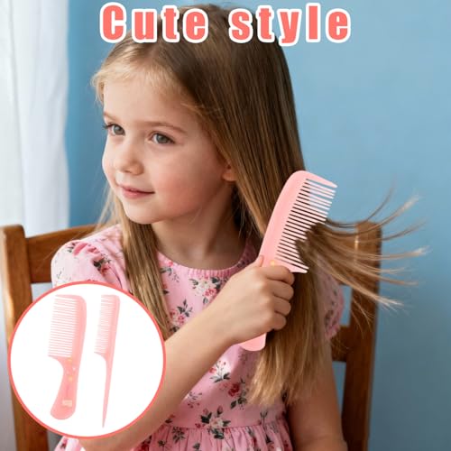 8Pcs Baby Hair Comb Set with Cute Bear Pattern, Safe Rounded Tooth Toddler Hair Brushes & Rat Tail Combs for Kids, 4 Color Cute Infant Grooming Kit for Girls & Boys,Travel Friendly