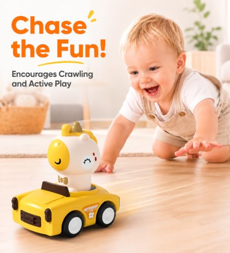 Press to Go Friction Inertia Car, Unicorn Toy Cars for Boys Girls | Animal Racing Cars Toys for Kids, Play Figure Vehicle Set, Birthday Gift for Boy Girl