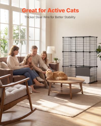 VEVOR Cat Cage 3-Tier 28"x17.91"x40.98" DIY Cat Playpen with Litter Box, Indoor Enclosure Detachable Metal Wire Kennel Crate, Large Exercise Place Ideal for 1-2 Cats, Kittens and Small Animals, Black - size: 28"x18"x41"