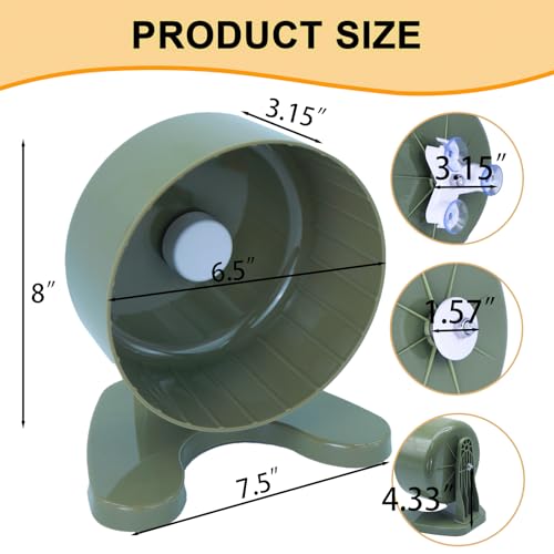 Hamster Wheel, 6.5" Super-Silent Exercise Wheels, Dual-Bearings Quiet Spinner Running Wheels, 3 Installation Methods, Fits Any Hamster Cage, Hamsters Toy for Dwarf Hamsters, Gerbils, and Small Pets. - color: Green, size: Small