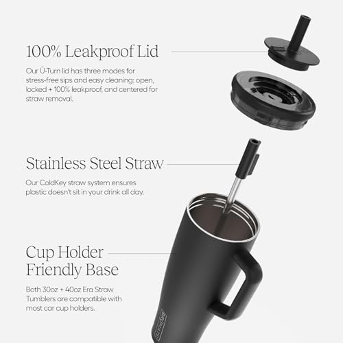BrüMate Era 30 oz Tumbler with Handle & Straw | 100% Leakproof Insulated Water Bottle Tumbler with Lid & Flexible SoftSip Straw | Made of Stainless Steel | Cup Holder Friendly | 30oz (Java) - color: Java, size: 30oz