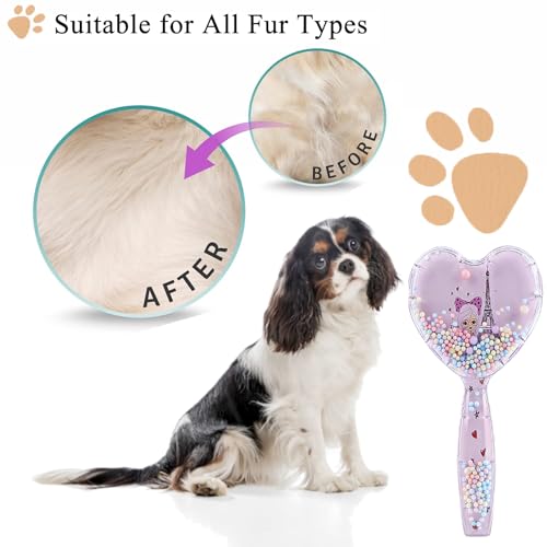 Small Dog Brush, Soft Dog Brush for Shih Tzus, Yorkies, Maltipoos, Maltese ， Love Shape Puppy Massaging Hair Brush, Cat Brush, for Small Dogs Cats Rabbits of All Hair Types (Purple) - color: Purple