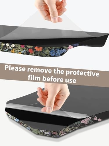 3-in-1 Ergonomic Keyboard Stand with Wrist Rest & Mouse Pad Set, Flower | Comfy Keyboard Riser Holder Soft Mousepad with Massage Design, Memory Foam and Non-Slip PU Base for Pain Relief - color: Black Flower