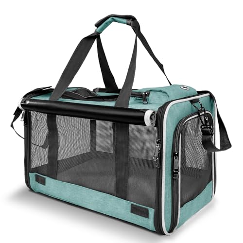 GAPZER Small Dog Carrier Yorkshire Puppy Softshell Chihuahua Transport Cage | Privacy Protection Big Kitten Car Travel Cloth Carry Bag up to 20 lbs, Small Animal Portable Mesh Kennel Cage for Vet Visits - color: Turquoise
