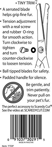 Tiny Trim 4.5" Ball-Tipped Scissor for Dog, Cat and all Pet Grooming - Ear, Nose, Face & Paw - Scaredy Cut's small Safety Scissor - color: Black
