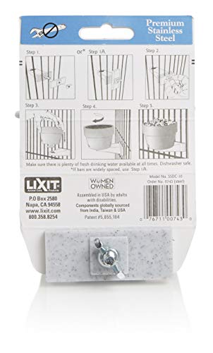 Lixit® Stainless Steel Kennel Food or Water Bowl - Non Spill Hanging Removable Crate Bowls - Carrier Cage Dish for Dogs or Cats for Feeding and Drinking (Stainless Steel, 20 Ounce) - size: 20 oz (Pack of 1)