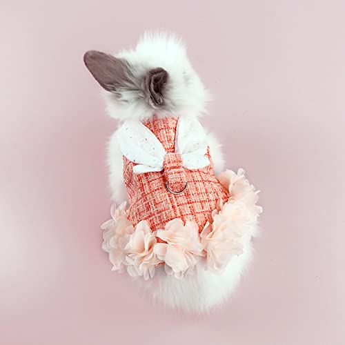 Bunny Harness and Leash,Adjustable Soft Guinea Pig Clothes Pet Rabbit Ferret Harness Costumes for Small Animals Dress - color: Orange, size: Small