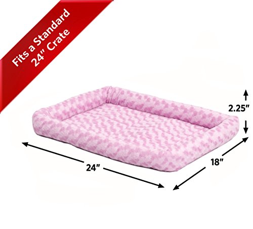 MidWest Homes for Pets QuietTime Fashion Dog Bed - Pink Faux Fur Bolster, Ultra-Soft and Machine Washable, Fits 24-Inch Crates and Carriers, for Small Breed Dogs - color: Pink, size: 24 Inch