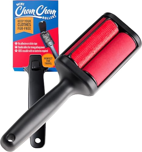 ChomChom Roller Pet Hair Remover – Reusable Lint Roller Pet Hair Removal Tool for Clothes, Couches, Cars and Travel - Cat Dog Hair Remover, Compact, No Sticky Refills Needed (Mini Roller) - color: Black Matte