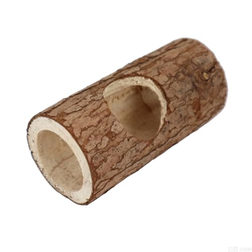 Wood Log Tunnel for Hamsters, Hideout Tube Toy for Pet Rat | Natural Wooden Hide Out, Small Habitat Decor, Small Animals Cage Accessories, for Chinchilla/Gerbil/Syrian Hamster/Guinea Pig