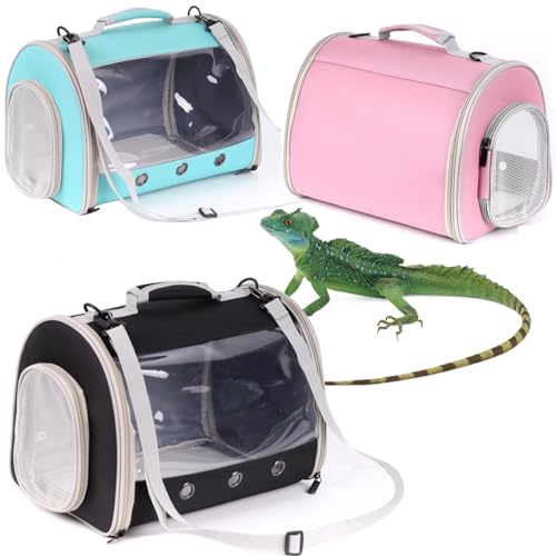 Lizard Travel Carrier Backpack,Guinea Pig Backpack Carrier,Space Capsule Clear Bubble Window Astronaut Reptile Carrier Backpack for Bearded Dragon,Hamster,Sugar Glider,Bunny - color: Pink