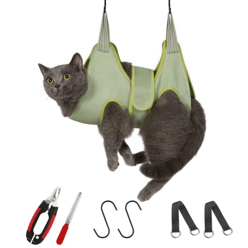 Guzekier Cat Grooming Hammock Harness for Cats, Cat Nail Clipper - size: XXS+ (Suitable for 5-8lbs)