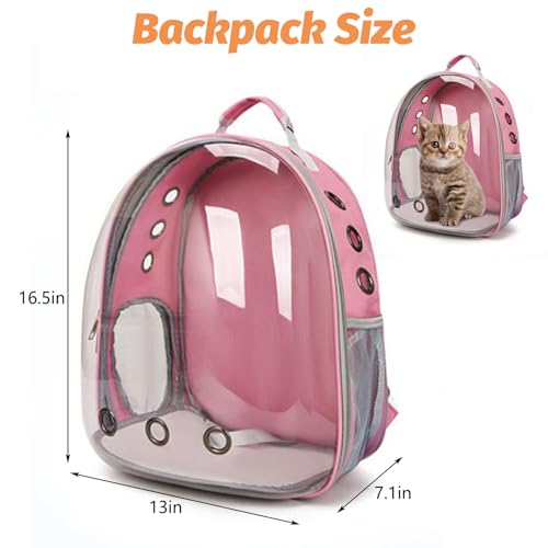 kathson Bearded Dragon Carrier with Harness and Leash Set, Large Reptile Travel Carrier Portable Lizard Backpack Clear Small Animals Carrying Bag for Gecko Hamster Rabbit Hedgehog Kitten (Pink) - color: Pink