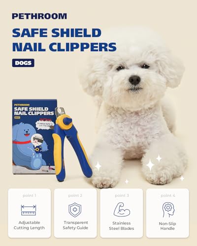 Professional Dog Nail Clipper with Safety Guard, Avoid Overcutting | Adjustable Cutting Length 1–3mm, Durable Stainless Steel Pet Nail Trimmer for Small, Medium & Large Dogs and Cats