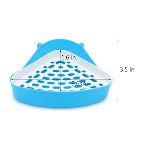 Hypeety Rabbit Litter Box Corner Potty Tray Toilet for Guinea Pig Ferret | Durable, easy-clean plastic, corne design, for rabbit/guinea pig/chinchilla/small pet, includes grid to separate waste, blue - color: Blue