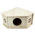 Amonk Triangle Hamster Hideout Wooden Syrian Hamster Toys 8x8x4in Small Animals Houses Exploring Toys with Hole & Windows for Young Gerbil, or Baby Mouse and Other Small Pets