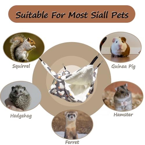 Guinea Pig Sugar Glider Hammock for Cage - Machine Washable Double-Decker Hanging Bed - Fits Ferret,Fancy Rat,Hamster,Gerbil - 13" x 13" - Love Coffee Pattern - size: 13x13‘’