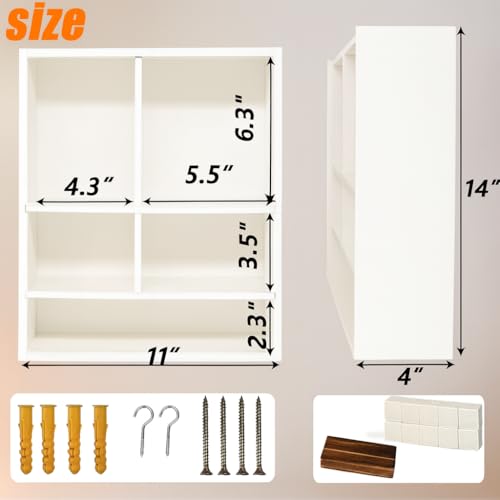 11*14" Solid Wood Pet Memorial Shadow Box with Adjustable Shelves | Deep Pet Memory Frame Urn Ashes Display Case for Dogs or Cats as Loss Pet Remembrance Keepsake - White - color: White