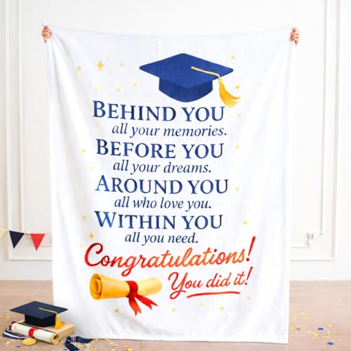 Graduation Gifts Blanket Class of 2026 – Inspirational Throw Blanket 50x60 Inch, Meaningful Graduation Gift for Him Her, Soft Cozy Plush Blanket for College High School Graduate - color: Grad-beige, size: throw(50x60)