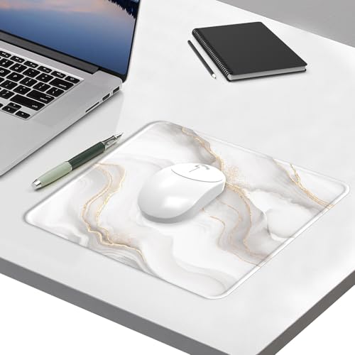 Mouse Pad with Stitched Edge, Multiple Patterns Computer Mouse Pads with Non-Slip Rubber Base, Washable Cloth Mousepad, for Gaming, Laptop, PC (Ivory Marble) - color: 30Ivory Marble