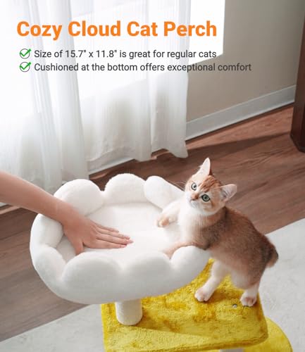 33" Cloud Cat Tree Tower, Cozy Bed & Large Condo for All Cats | 33" Multi-Level Cat Tower, Scratching Posts, Viewing Perch & Toys, Stable Structure, Padded Bed, 13.7"x11.8" Cat Condo - size: 33" with Condo