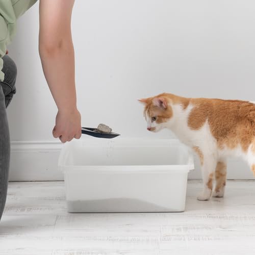 IRIS USA Large Cat Litter Box, Pearl | Training Cats, Quick Access Design, Visible Level Check, Simple Pan Style, Fastest Cleaning, Maximum Airflow