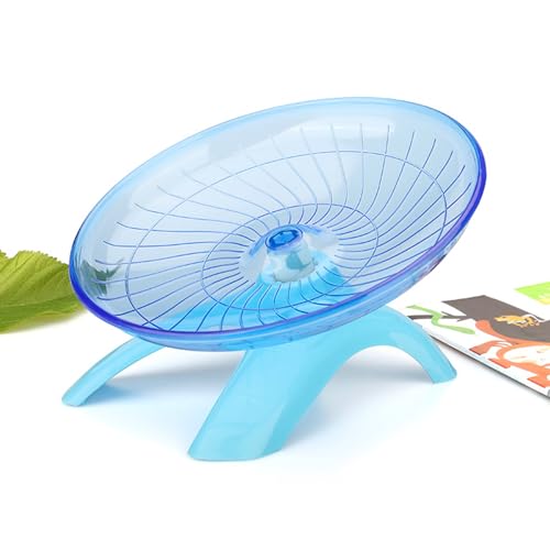 Hamster Flying Saucer Silent Running Wheel, 7 Inch, Suitable for Guinea Pigs, Hamsters, Hedgehogs and Other Small Animals to Ensure Safe Exercise（Blue）