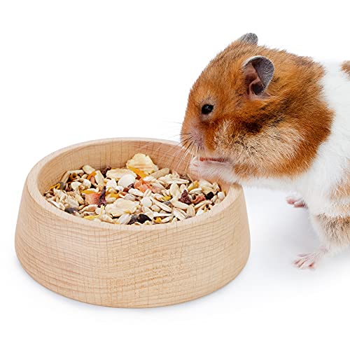 Niteangel Wooden Hamster Food Bowl: Beech Stable & Hammy Pattern for Syrian | Prevent Oil & Dust Small Animal Feeding Dish for Dwarf Syrian Hamsters Gerbils Mice Degus or Other Similar-Sized Small Pets - size: For Syrian
