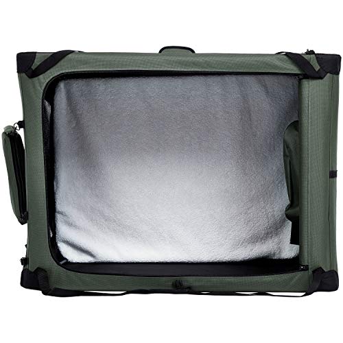 Amazon Basics Portable Foldable Soft Pet Dog Crate Carrier Kennel with Mesh Windows, Ventilation, Pockets for Large Dogs, 42 x 31 x 31 inches, Grey - color: GREY, size: 42.0"L x 31.0"W x 31.0"H