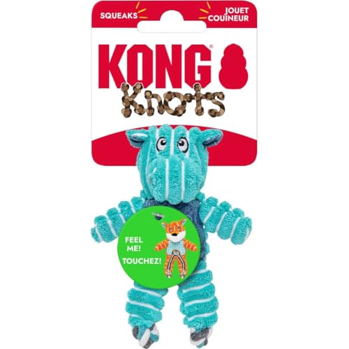 KONG Floppy Knots - Durable No‑Stuffing Squeaky Rope & Plush Dog Toy - for Teething, Playing (Hippo, X-Small) - color: Hippo, size: X-Small