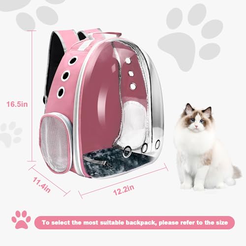 Cat Backpack Carrier, Pet Cat Carrier with Ventilated Design for Carrying Puppy Cats, Pet Carrier Backpack for Traveling/Hiking/Camping/Outdoors Airline Approved Travel Carrier(Pink) - color: Pink