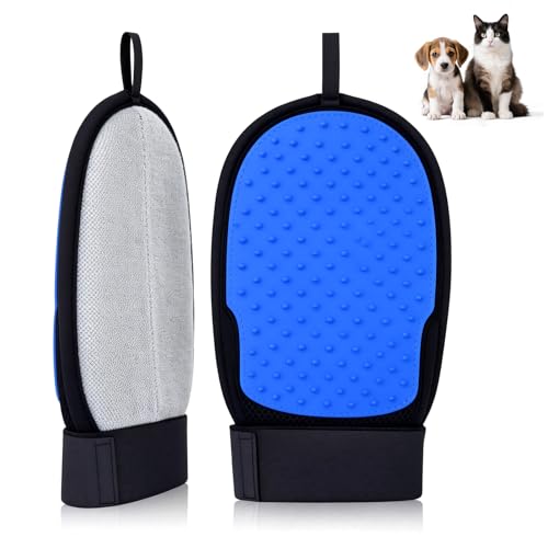 CLEANGOR 2 Pack Electrostatic Pet Hair Removal Grooming Gloves | Reusable pet hair remover for dogs & cats, works on sofa, carpet, car seats, clothes and furniture.