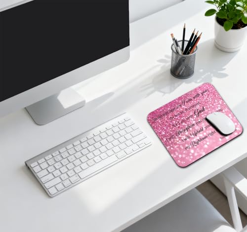 Do Not Fear for I Am with You Mouse Pad, Sparkle Pink Glitter Art Desk Mat | 9.5"x 7.9", Isaiah 41:10 Christian Bible Verse, Inspirational Scripture Quote, Cute Smooth & Anti-Slip Mousepad - color: Colorful Design Wknoon-Art 22