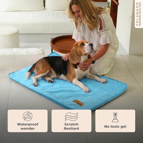 Dog Cooling Mat, Ice Silk Self-Cooling Pad, Light Blue, M - color: Light Blue, size: Medium