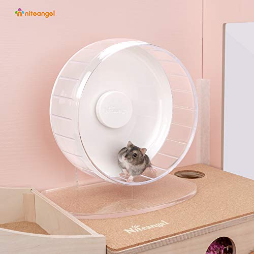 Niteangel Super-Silent Hamster Exercise Wheel: Quiet 8.2 inch Running Wheel | Can 9.1-11.8" Adjustable Height - No Bend Back Spinner Running for Dwarf Syrian Hamster Gerbils Mice Or Other Small Animal - color: White, size: Small