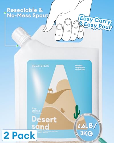 BUCATSTATE Hamster Bath Sand with Pour Spout Large Pack, 13.2LB Desert Bath Sand | No-Dust Potty Litter Calcium-Free Sand for Hamster Chinchillas Gerbil Mice Degu or Other Small Pets (2Pack-Fine Sand) - color: Fine Sand, size: 13.2LB