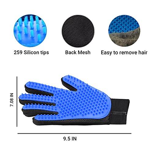 Generic Pet Grooming Glove, Blue - Perfect for Dog, Cat, Rabbit with fur (short and long), Multi-role Bathing, Massaging, Grooming, Shedding, Brush Glove | Blue - Perfect for Dog, Cat, Rabbit with fur (short and long), Multi-role Bathing, Massaging, Groom