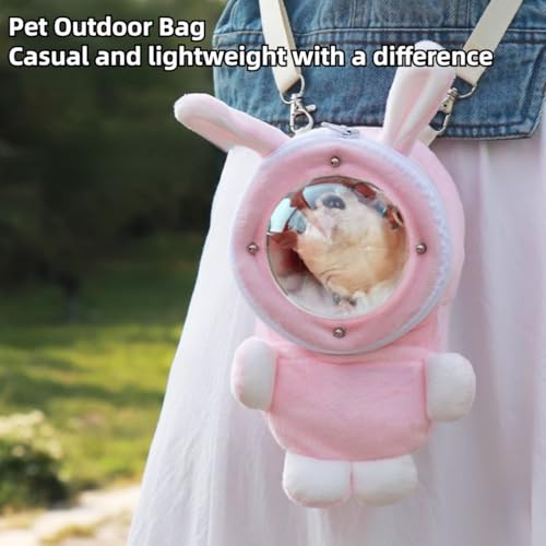 Sugar Glider Bonding Pouch Bonding Pouch Carry for Rat Syrian Hamster Hedgehog Small Pocket Pets, Gerbil Travel Bag Cute Bunny-Shaped Outing Bag with Large Transparent Window (Pink,Large) - color: Pink, size: 3.9"L x 3.2"W x 7.1"H