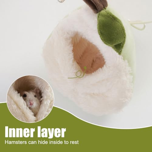 MiOYOOW Sugar Glider Sleeping Pouch, Warm Plush Hamster Hammock Cage Hanging Small Animals Hideout Nest for Guinea Pig Squirrel Ferrets Winter