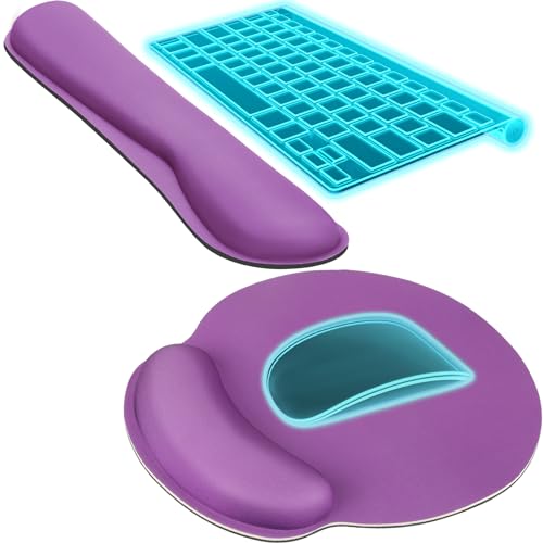 KTRIO Keyboard Wrist Rest & Mouse Pad with Wrist Rest, Violet Purple | Memory Foam Wrist Support, Ergonomic Design, Non-Slip Base, Office and Home Use - color: Violet Purple