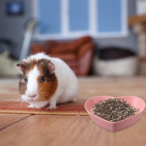 3 Pcs Guinea Pig Food Bowl Heart Hamster Food Water Bowl Plate Plastic Anti-Turning Water Dish Gerbil Drinking Bowls for Dwarf Syrian Hedgehog Gerbil Small Animals Rat Rodent, 2.9“ x0.9“
