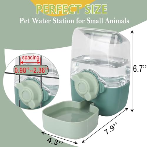 35oz Hanging Automatic Rabbit Water Dispenser, Cage Water Bottle Auto Gravity Pet Water Station for Small Animals, Puppy Kitten Rabbit Chinchilla Hedgehog Ferret, 1L(Green)