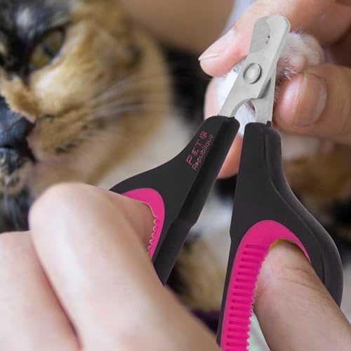 Cat Nail Clippers by Pet Republique – Professional Stainless-Steel Nail Clipper for Cats, Kittens, Hamster, Rabbits, Birds, & Small Breed Animals Claw Trimmer (Black+Pink) - color: Black & Pink