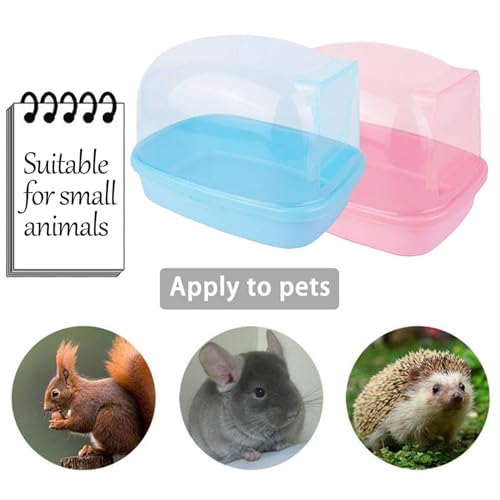 kathson Dwarf Hamster Bathroom, Chinchilla Sauna Room Plastic Sand Bath House Ideal for Gerbils, Hedgehog, Squirrel and Other Small Animals (Blue) - size: Blue
