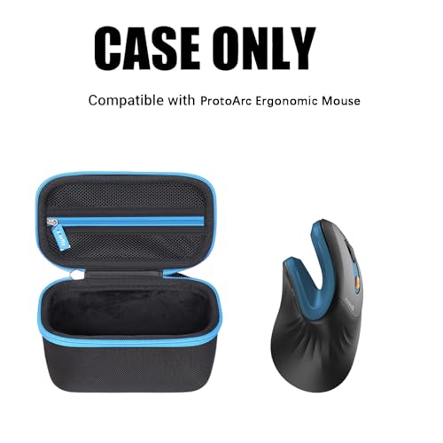 Case for ProtoArc Ergonomic Mouse, Travel Carrying Case Compatible with ProtoArc EM11 NL Bluetooth Rechargeable Wireless Vertical Mouse (Black-Blue) - color: Black-Blue