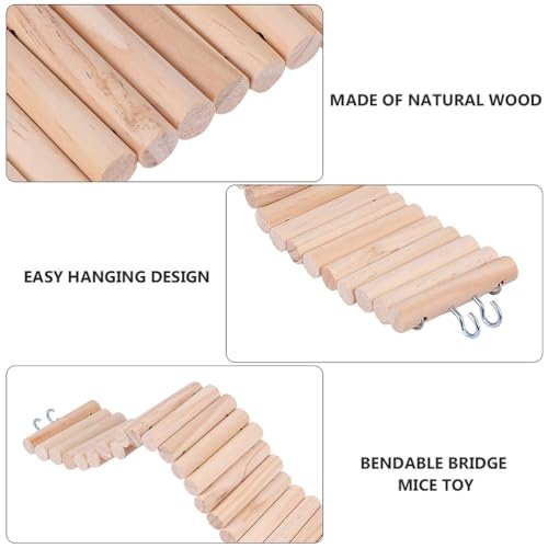 Hamster Ladder Bridge Wooden Hamster Chew Toy Small Animal Climbing Ladder for Cage Easy Hang Hooks Supports Balance and Coordination 15.74 X 2.95 X 0.39 in