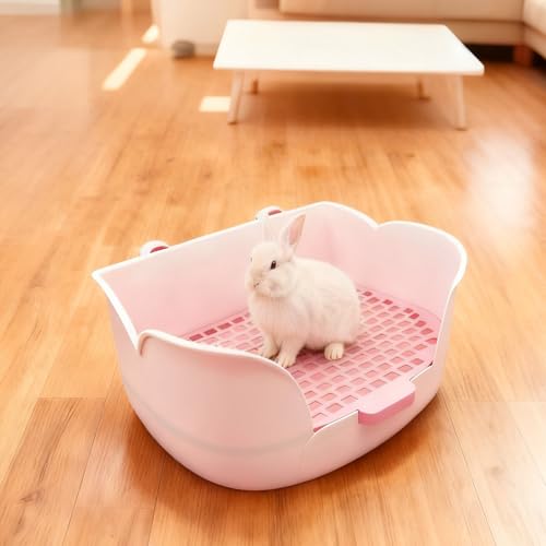 PINVNBY Rabbit Litter Box for Cage,Bunny Potty Box Corner Rabbits Litter Pan Trainer Toilet with Grate for Guinea Pig Hedgehog Chinchilla Ferret(Purple) - color: 【Purple】
