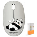 FMOUSE Cute Cartoon Silent Wireless Mouse, Dual Mode Bluetooth & USB 2.4G | Slack Off Panda Pattern, Ideal for Work Office Students Use | AA Battery Powered | Compatible with Laptop Mac iPad Tablet PC - color: Slack Off Panda